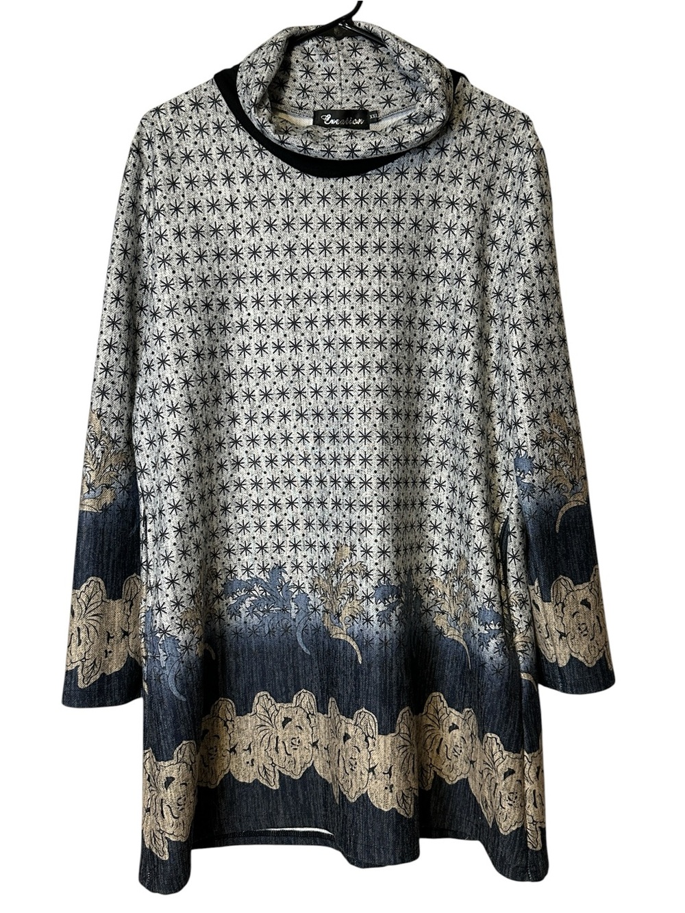 Creation Printed Tunic Top XXL Boho Abstract Floral Artsy Lagenlook Cottage Chic